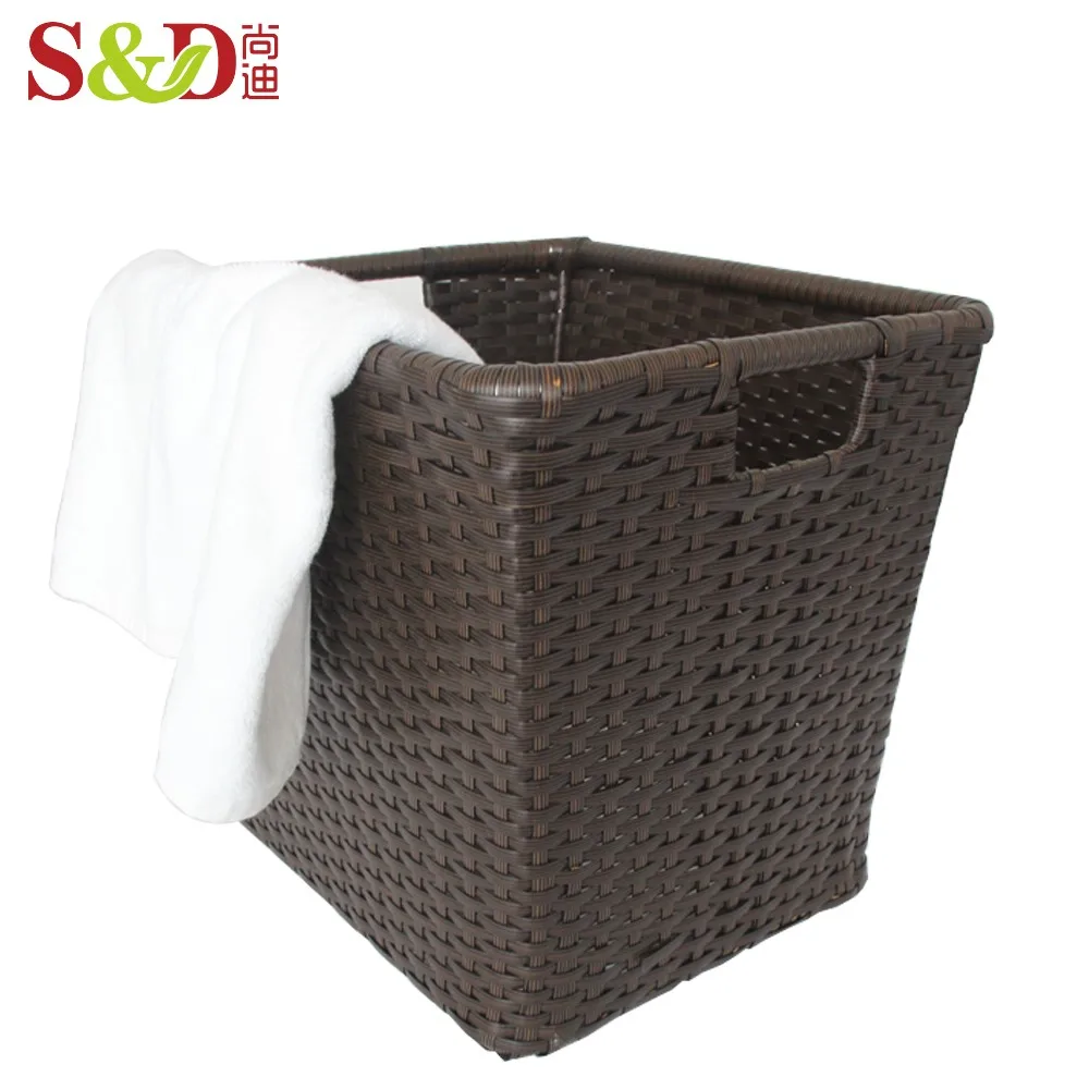 Amazon Top Seller Ecofriendly Dark Brown Woven Plastic Rattan Storage