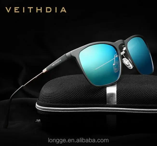 

VEITHDIA Mens Square Retro Aluminum Sunglasses Polarized Blue Lens Vintage Eyewear Accessories Sun Glasses For Men/Women 6368