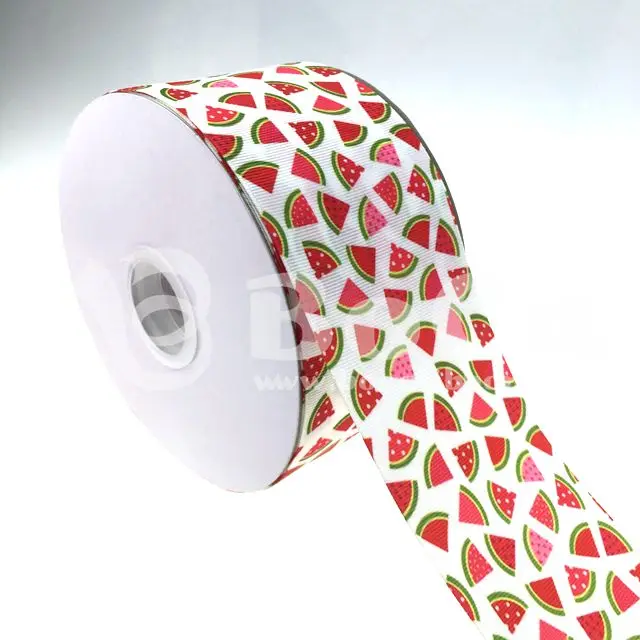 

Hot Sale Custom Design 3''/75mm Printed Grosgrain Ribbon with Summer Fruit Watermelon Print, 196 colors