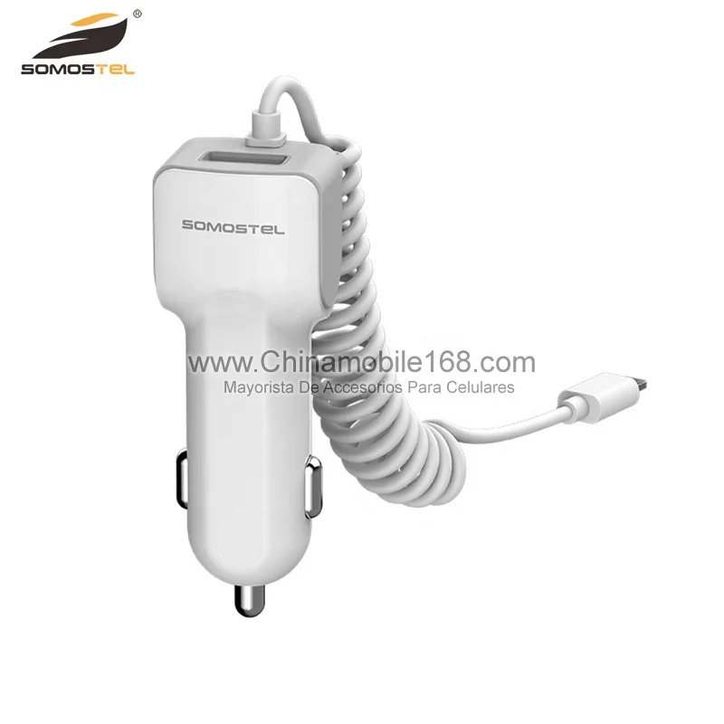 

Standard 2.1A USB port car travel adapter with cable car charger, White,black