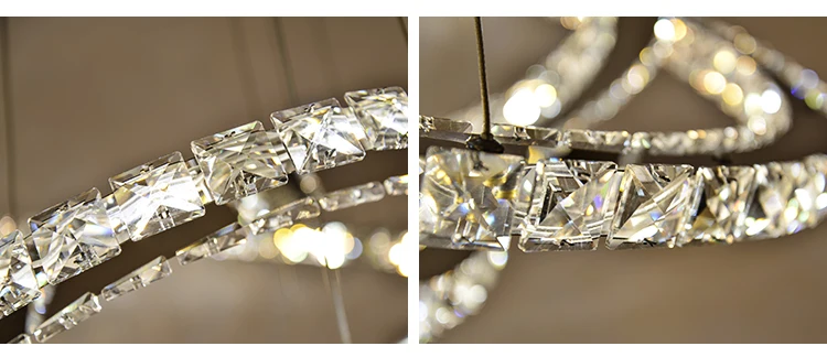 XingJun residential deco round circle hanging pendant modern led crystal ceiling lamp