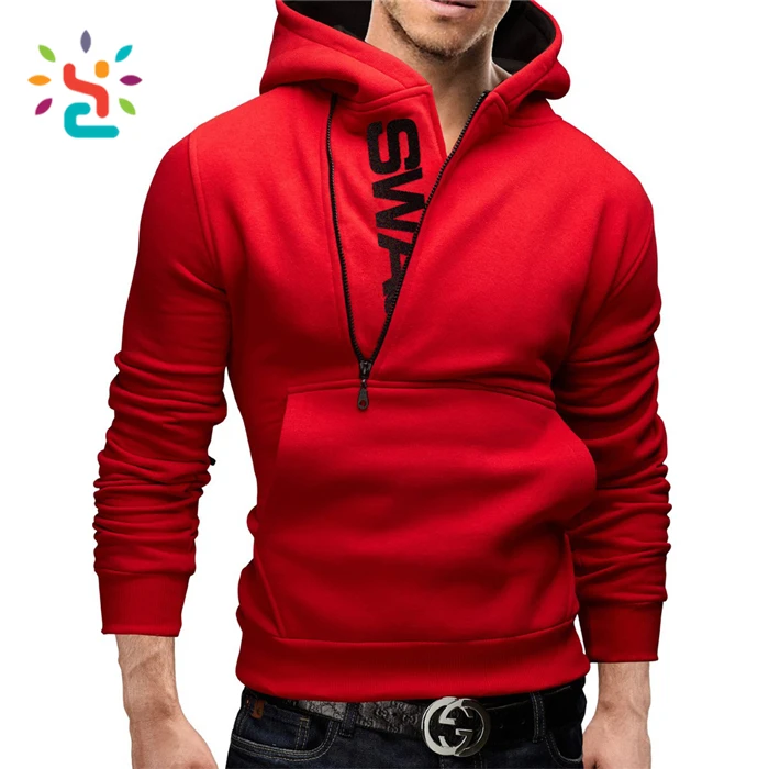 

New design side zipper neck hoodies mens autumn sports outdoor Sweatshirt custom printing logo