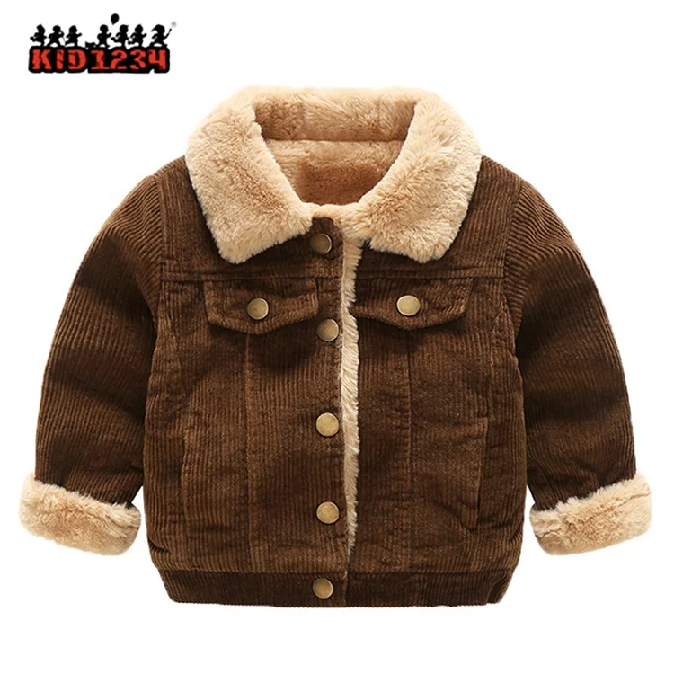 

Children Boys Winter Thick Warm Corduroy Cotton Brown and Yellow coat