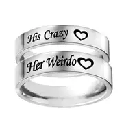 

Free shipping Valentine's Day his crazy her weirdo Titanium steel jewelry fashion couples finger ring R01