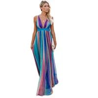 

Wholesale fashion long striped halter summer elegant woman's dress