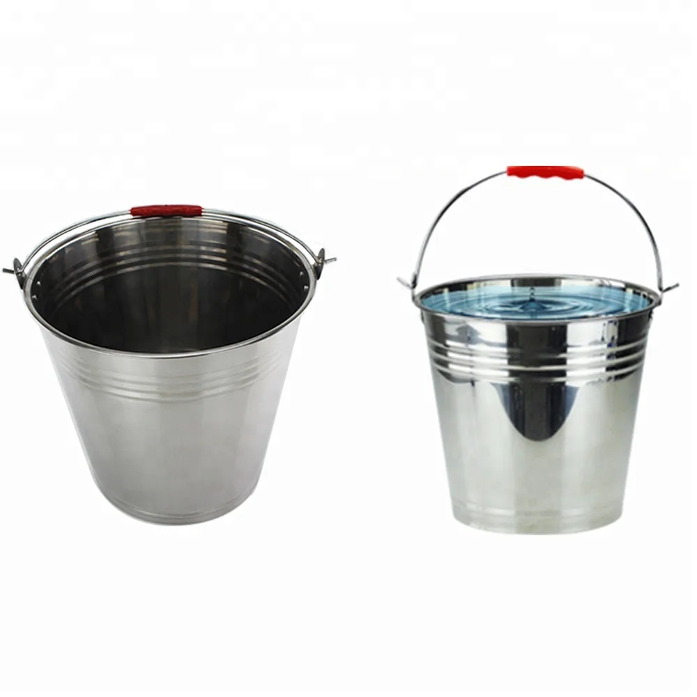 

Stainless Steel Water Bucket With Lid Durable Pails For Farms Mop Bucket, Silver