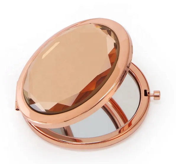 

The Best Gift For Women ,Crystal Stones Style Rose Gold Metal Frame Custom Cosmetic Mirror