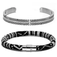 

Mcllroy 2019 fashion stainless steel bracelet national wind rope & stainless steel cuff bracelet mens bracelets