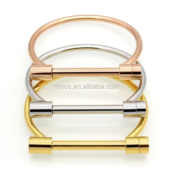 Brand Punk Love Bangle 18k Gold Plated Mens Horseshoe Brand Punk Love Bangle 18k Gold