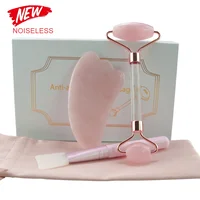 

Acrylic Handle Rose Quartz Jade Roller For Face Mask Brush and Jade Roller Set