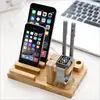 100% Natural bamboo stand for apple watch and iphone holder