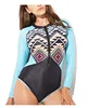 Women's Rash Guard Long Sleeve Swimsuit Zip UV Protection One Piece Surfing Swimwear Bathing Suit