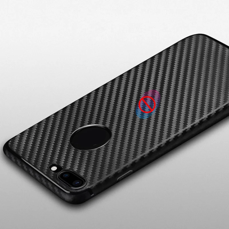 Carbon friber Soft protective full case shell for iphone 8 / 8 plus back Cover