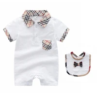 

Mudkingdom baby short sleeve fashion cotton snap button romper with bib