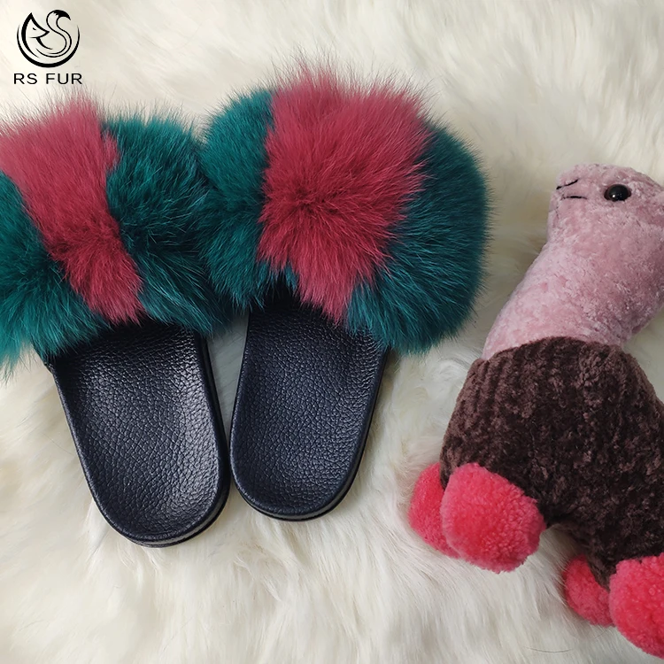 
Wholesale fashion cute multi-colors US 1-4 big size child fur sandals and slippers 