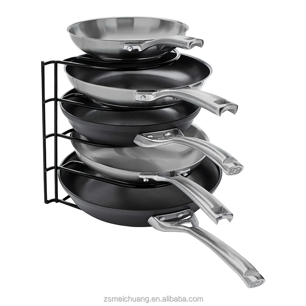 

High Quality Metal Stainless Steel Pan Pot Organizer Storage Rack, Black or silver