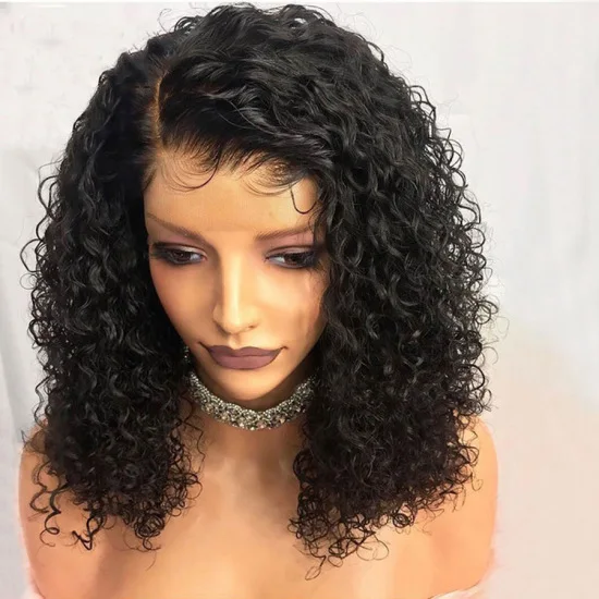 short curly  13*6 lace front wig 150% density Human Hair Full Head Wigs pre-lucked in front with baby hair