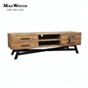 vintage reclaimed wood and metal industrial tv stand