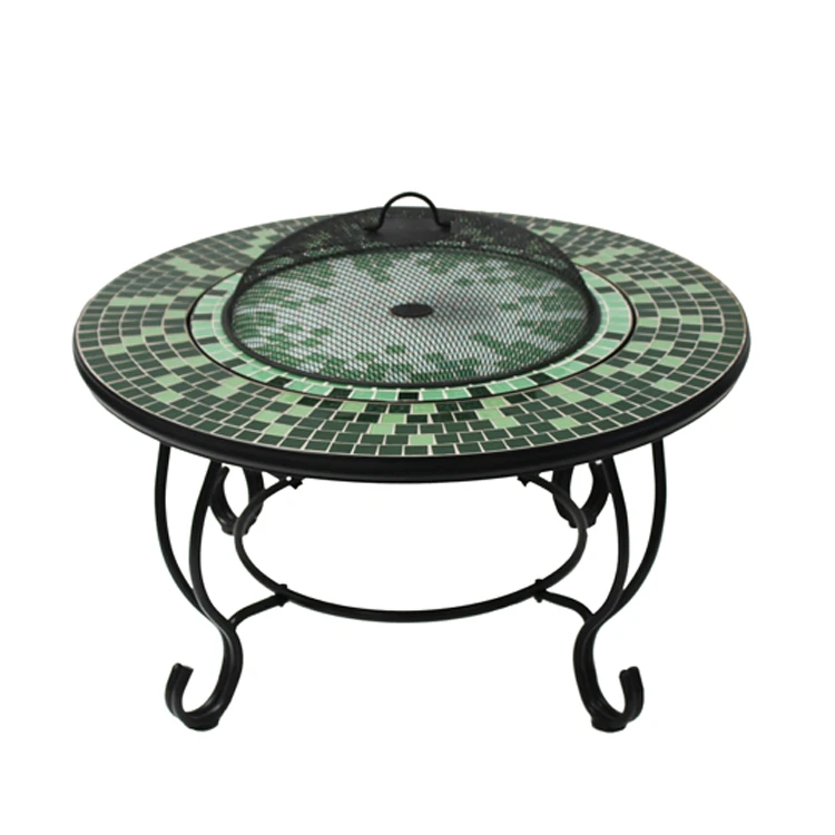 High Quality Glass Mosaic Fire Pit Brazier Coffee Table Barbecue