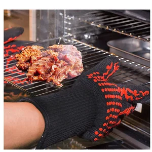Image of Thick silicone cooking baking barbecue oven gloves