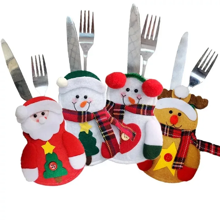 

New Fashion Christmas Knife And Fork Bag Holder Snowman Cutlery Holder Christmas Table Decorations For Home