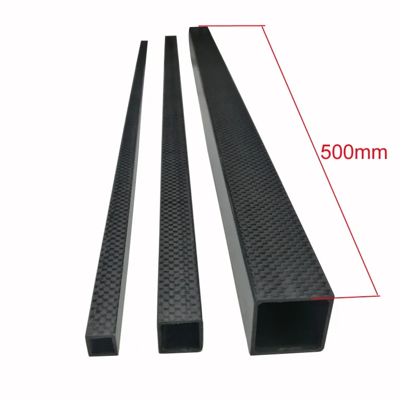 3k Full Carbon Fiber Square Tube High Strength Length 500mm Od 10mm