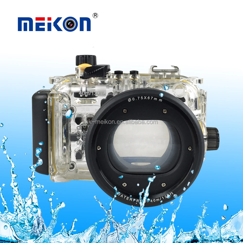 

Shenzhen factory price 40M Waterproof case Meikon Underwater camera Waterproof Accessories for Canon S120, Transparent