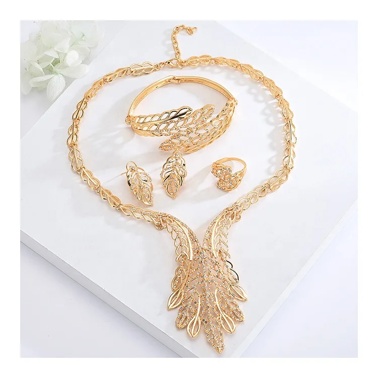 S10253 Latest Design  Luxury  Zircon Golden Set Jewelry