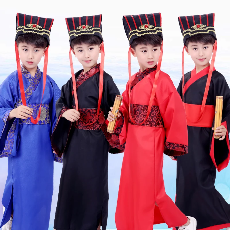 

Traditional Ancient Chinese Folk Dance Costumes Boy Child Classical Kids Child Tang Dynasty Costume Hanfu Clothing Dress DL2869