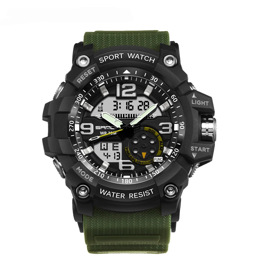 

WJ-7551 New style Quartz And Digital High-quality SANDA Brand Men Plastic Sport Multifcuntion Water Resistant Watch, Mix
