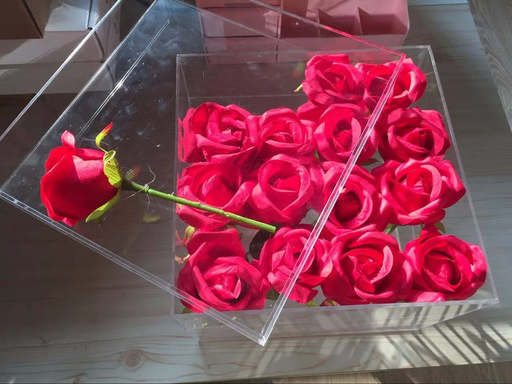 Decorative Clear Acrylic Flowers Box With Lid Buy High Quality