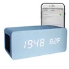 Multifunction Home Decor DC Power Bedside Table Wireless Phone Charger LED Alarm Clock Blue Tooth Wooden Audio Speaker