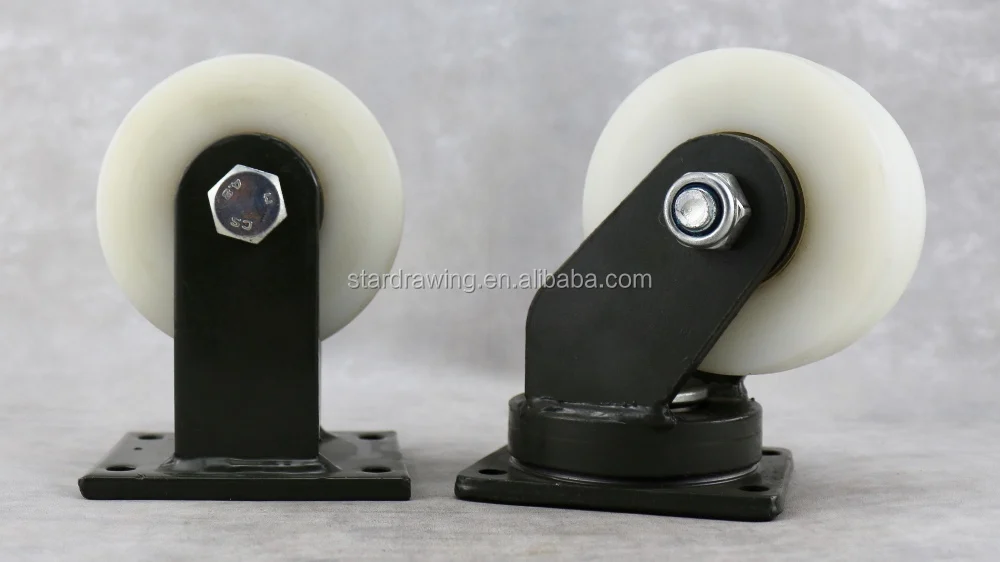 Ss Precision Double Ball Bearings 4 Inch Swivel Nylon Caster Wheels Heavy Duty For Power Tow