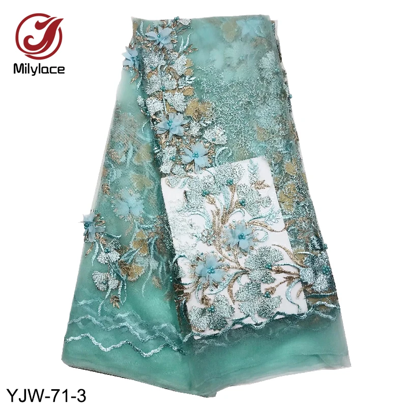 

Elegant dresses 5 Yards bridal flower embroidery fabric beaded 3d lace fabric