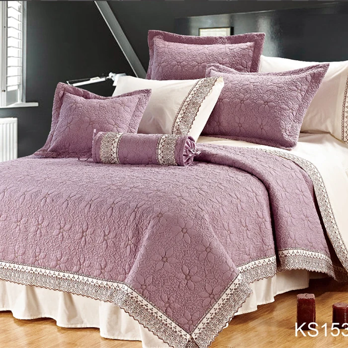 Kosmos Wholesale Cotton Embroidery Lace Quilted Bedspread Set