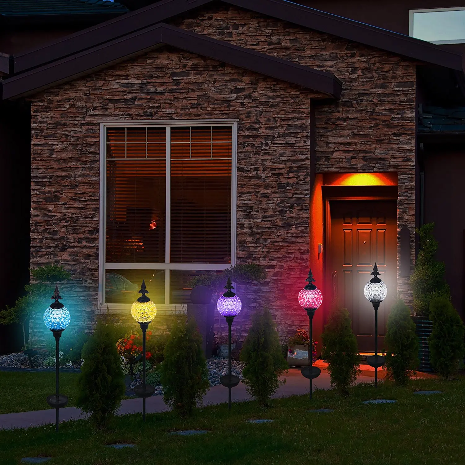 Rotating Crystal Ball Color Changing Solar Garden Led Focus Solar Stake