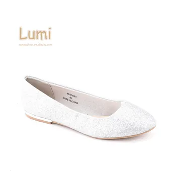 China Cheap Silver Flat Pumps Ladies Fashion Low Heel Shoes For