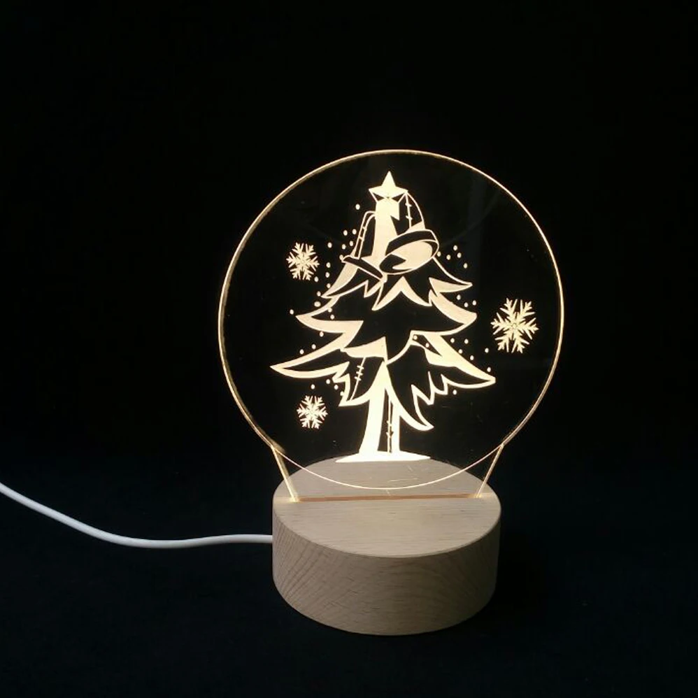 BOSHI wood Led lamp Base for 3D Christmas tree illusion night light table desk lamp