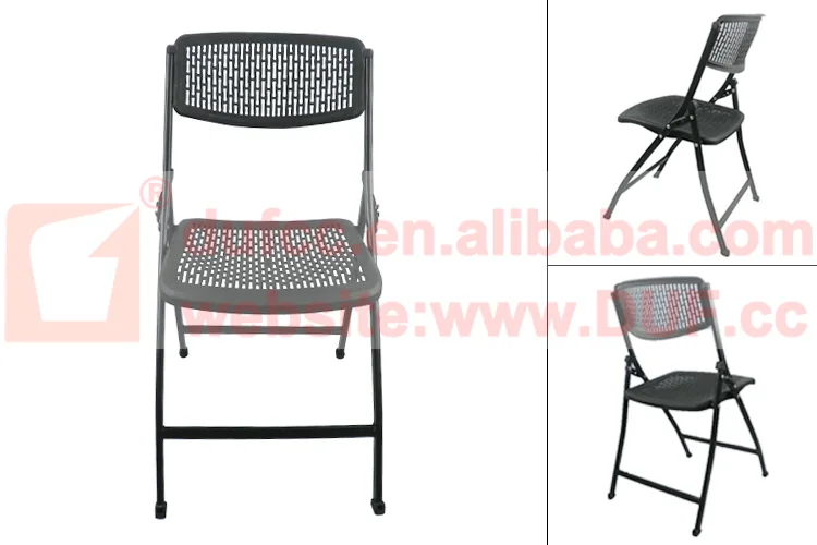 Cheap Metal Folding Chairs Gray White Economic Plastic Chairs Portable Armless Chair with Hole
