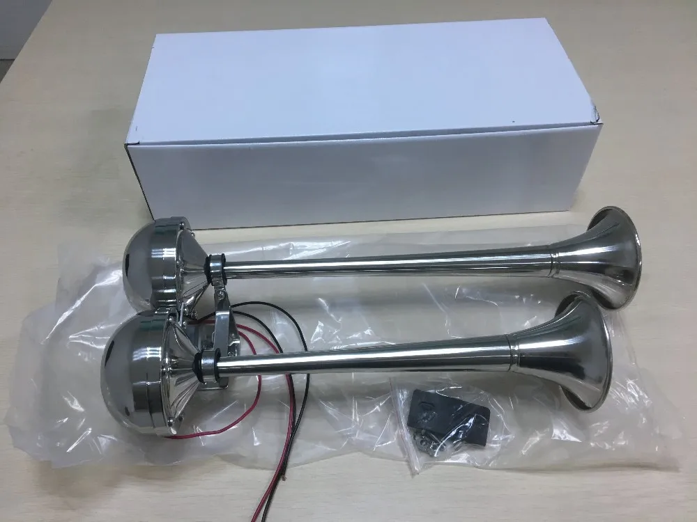 Dz Horn Loud 130db Stainless Steel Dual Trumpet Marine Electric Horn For Boats/rv/trucks/vessel