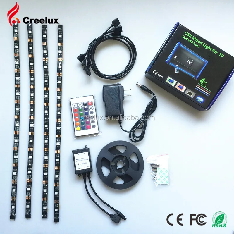 Hot selling Creelux USB powered LED strip full color 0.4m TV backlight rgb waterproof usb smd5050 5V led strip