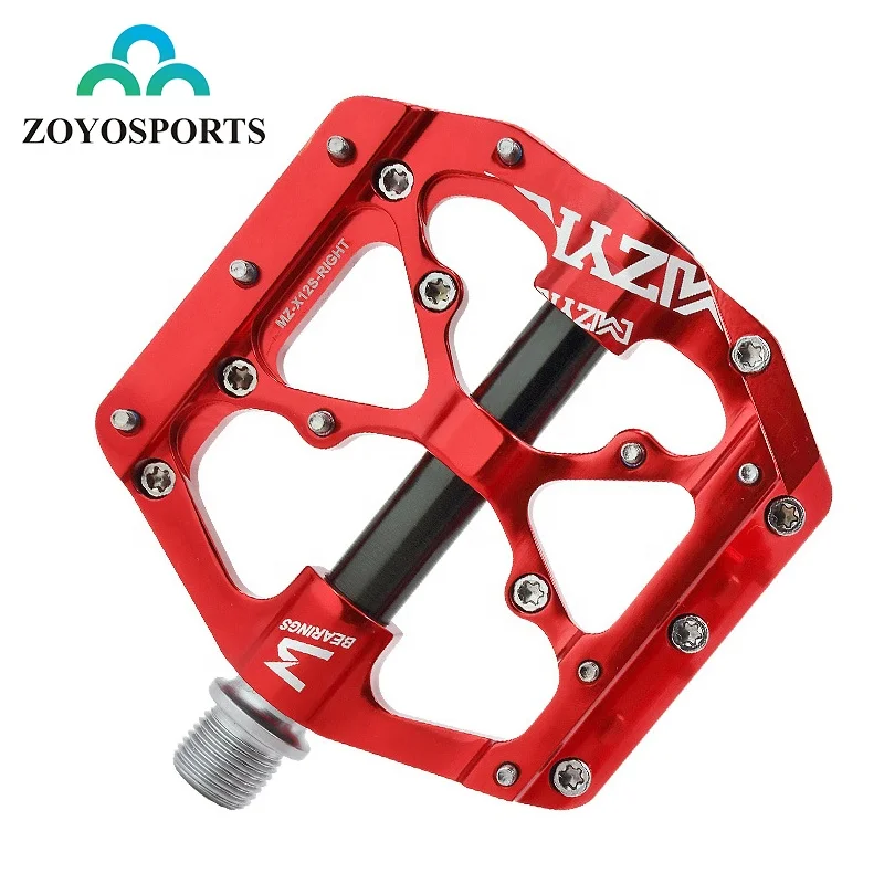 

ZOYOSPORTS Big Foot MTB BMX Aluminum Flat 9/16" Spindle Bicycle Parts Custom Three Sealed Bearing CNC Bike Pedal, Black, red, blue or as your request