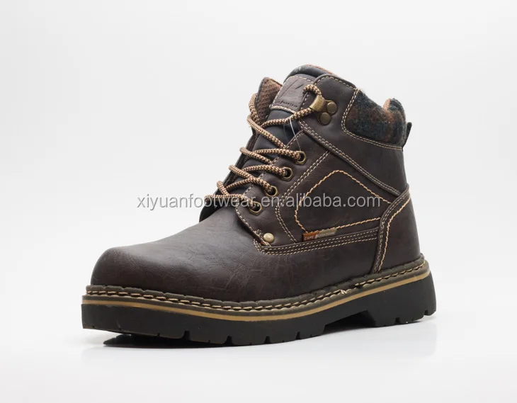 Manufacturer Men High Ankle Leather Boots Shoes With Rubber Sole