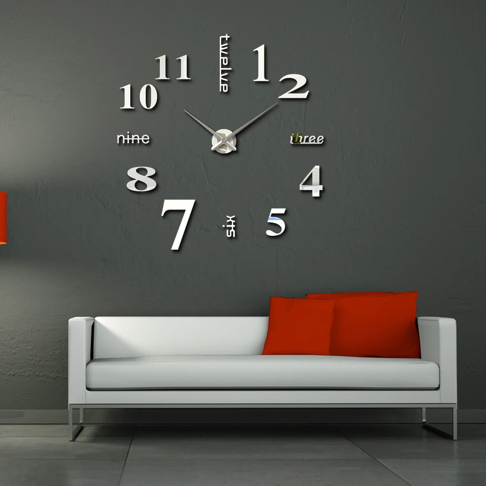2015 speciale grote diy 3d quartz wandklok grote woonkamer modern ...
