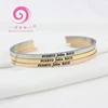 Fashion Gold Stainless Steel Custom Positive Inspirational Bracelet Cuff Engraved Bangle