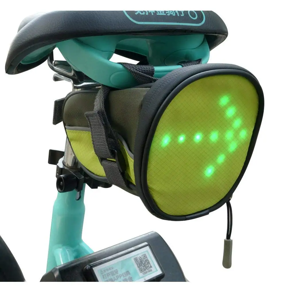 

LED Cycling Saddle Bicycle Under Seat Bike Bag Reflective Turn Signal Direction Indicator Light Waterproof Safe at Night, Yellow, black, green, grey