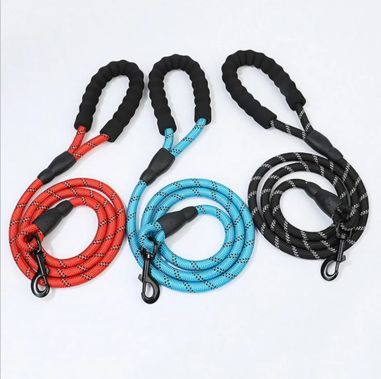 

Amazon Hot sale fashion popular Colorful EVA handle nylon dog leash nylon pet dog leash