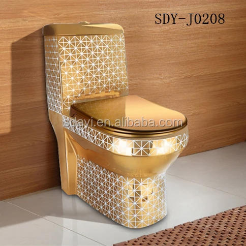 Sanitaire de couleur dorée cuvette de toilette en céramique or toilette portative