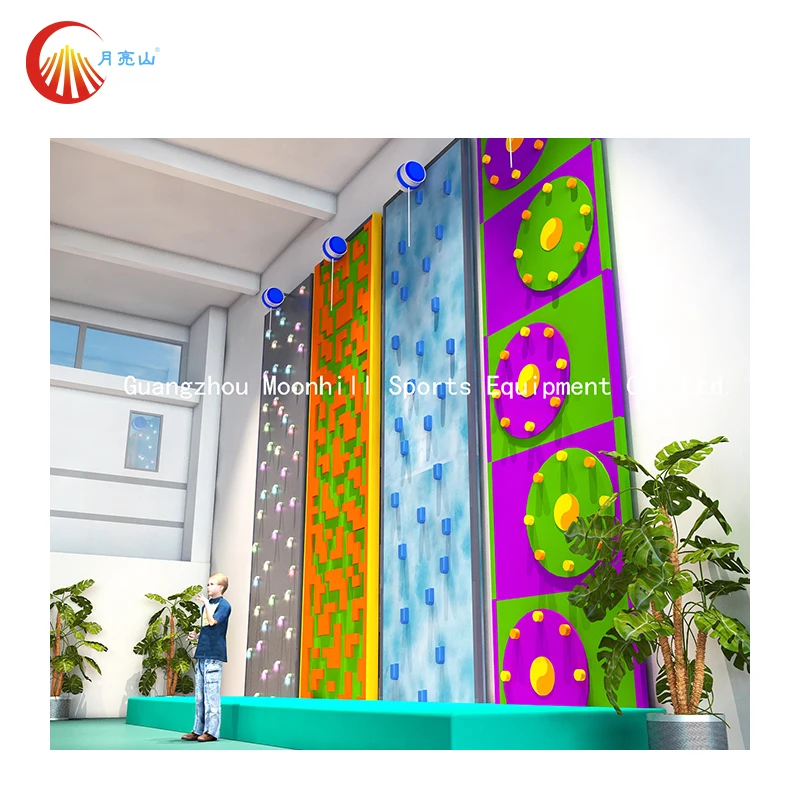 
solid indoor climbing wall with different shapes and sizes of rock climbing holds  (62038598457)