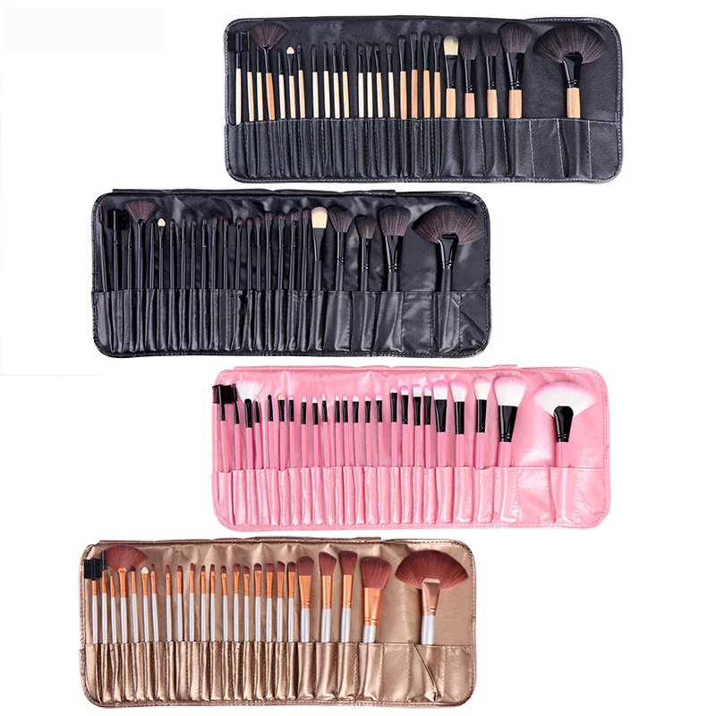 

Private Label Wooden handle 24pcs professional makeup brushes set for beauty brushes, Brown, pink, sliver, black, custom colors